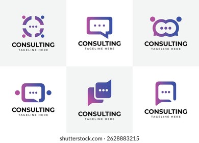 Set of Consult or Communication logo design concept, Consulting vector design template