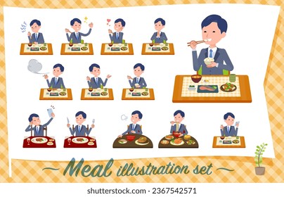 A set of consultant job man about meals.It's vector art so easy to edit.