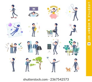 A set of consultant job man about hobbies and lifestyle.type B.It's vector art so easy to edit.