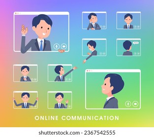 A set of consultant job man communicating online.It's vector art so easy to edit.
