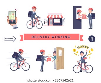 A set of consultant job man doing delivery work.It's vector art so easy to edit.