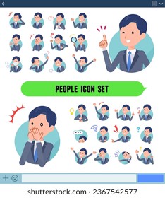 A set of consultant job man with expresses various emotions In icon format.It's vector art so easy to edit.