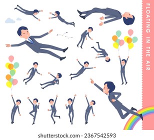 A set of consultant job man floating in the air.It's vector art so easy to edit.