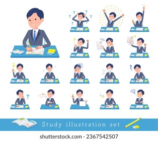 A set of consultant job man on study.It's vector art so easy to edit.