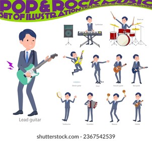 A set of consultant job man playing rock 'n' roll and pop music.It's vector art so easy to edit.