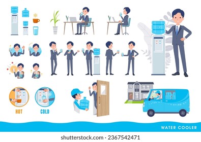 A set of consultant job man and water cooler.It's vector art so easy to edit.
