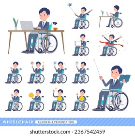 A set of consultant job man in a wheelchair.About business and presentations.It's vector art so easy to edit.
