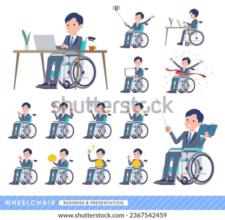 A set of consultant job man in a wheelchair.About business and presentations.It's vector art so easy to edit.