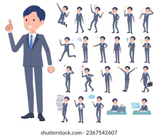A set of consultant job man with who express various emotions.It's vector art so easy to edit.