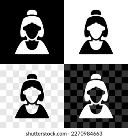 Set Consultant seller of a jewelry store icon isolated on black and white, transparent background.  Vector