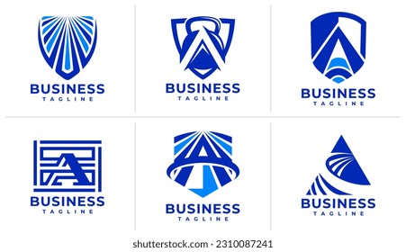 Set of consulting line letter A logo design. Modern digital initial A logo brand.
