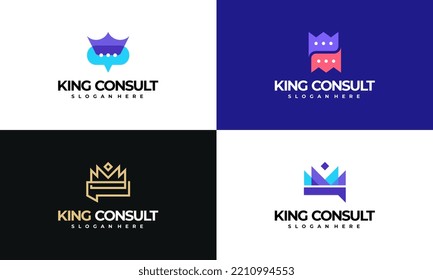 Set Set Set von Consulting-Logo-Designs Konzept Vektor, King-Krongespräch-Chat-Logo-Symbol