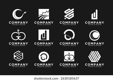 conjunto de logotipo de consultoria, logotipo aleatório, logotipo de luxo, logotipo de referência para a sua empresa