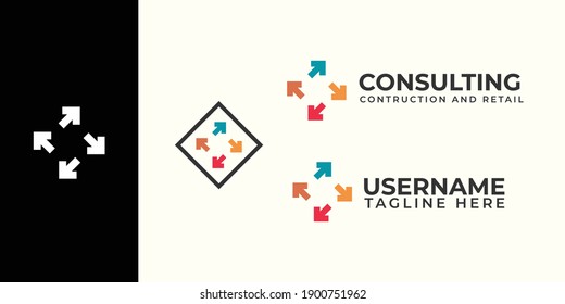 set consulting media and tech logo vector design with colorful, elegant, and mature styles for media tech, technology business, and games app. arrow logo vector concept design background illustration.