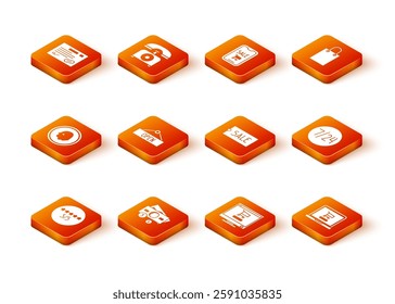 Set Consumer or customer product rating, Stacks paper money cash, Coin, Hanging sign with Open, Shopping cart computer, Price tag text Sale, laptop and Clock 24 hours icon. Vector