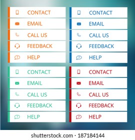 set of contact buttons in flat style, vector illustration
