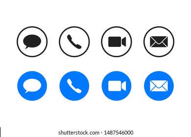 Set of contact or connection icon chat call video or mail icon. For mobile or web communication. Isolated vector buttons. EPS 10