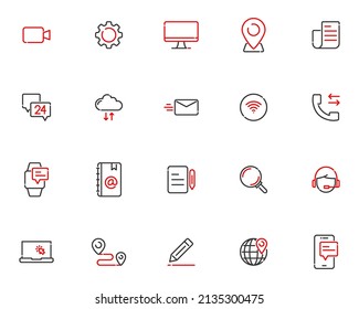 set of contact icon, address, communication, website