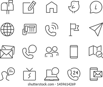 set of contact icon, such as address, phone, mail, social media