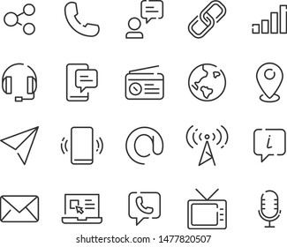 set of contact icons, address, call center, support
