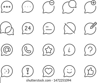 set of contact icons, bubble, address, communication, call, mail, social media
