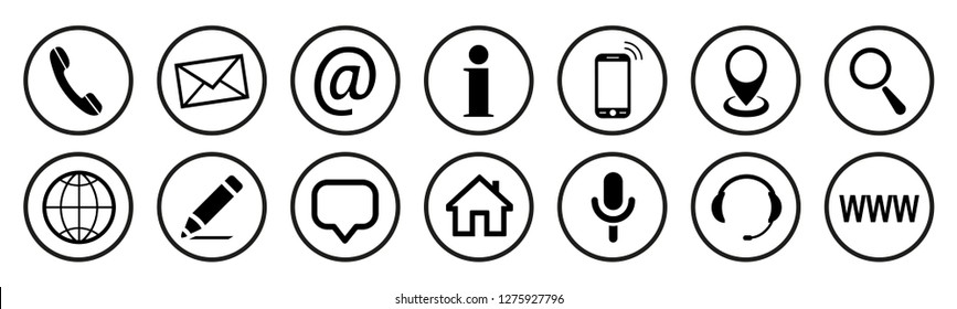 Set contact icons button - stock vector