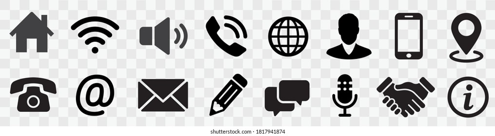 Set contact icons. Collection symbol Contact Us, Communication, Support, Message, Phone, Web end other. Flat style ison - stock vector