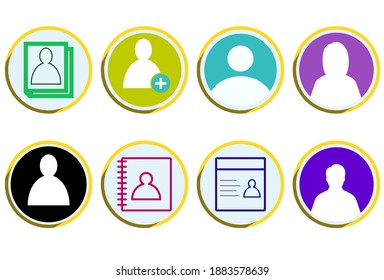 Set of contact icons with different color and style isolated white background vector design