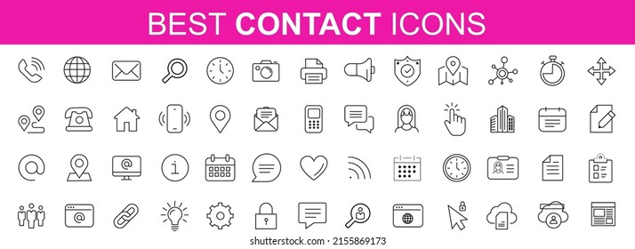 conjunto de iconos de contacto vectores de línea editable