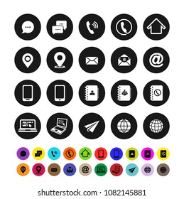 Set of contact icons. Flat design. Vector illustration. Isolated on white background