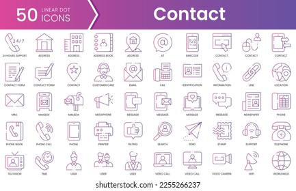 Set of contact icons. Gradient style icon bundle. Vector Illustration