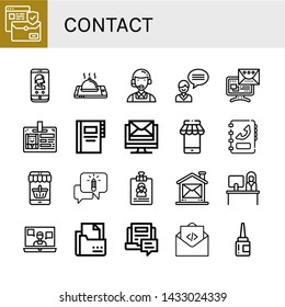 Set of contact icons such as Email, Phone, Smartphone, Customer service, Contact us, Message, Id card, Contacts, Mobile, Phone book, Chatting, Resume, Mail, Reception , contact