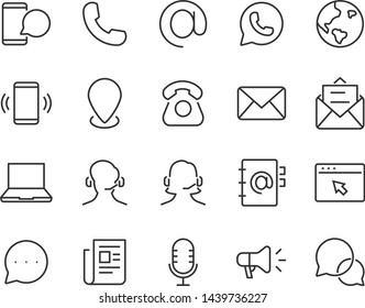 set of contact icons, such as support, mobile, phone, address, talk, call center
