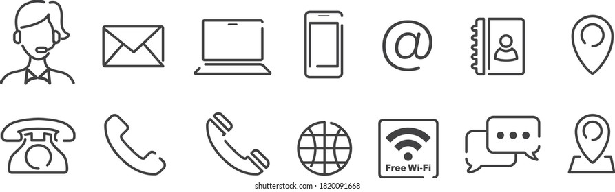Set of contact icons vector
