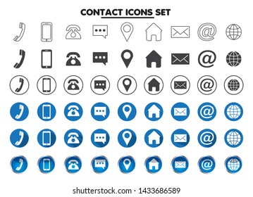 A set of Contact icons - Vector illustration There're 9 icons in 6 styles.So All are 54