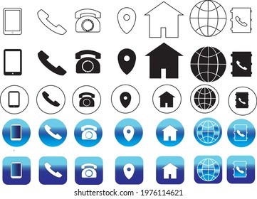 set of Contact information Icon in Vector Format 