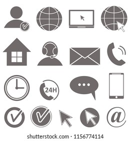 Set of contact information icons in flat style. Web icons. Isolated contact information icons vector 