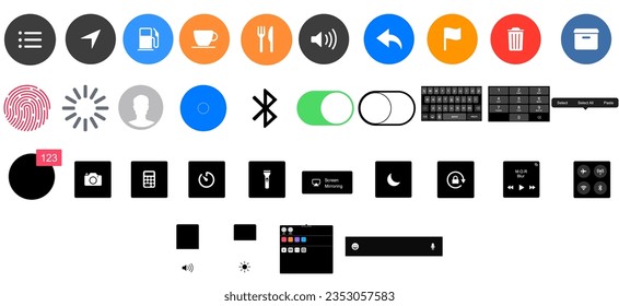 set of contact information icons on mobile phone