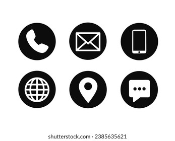 set of contact information icons on white background.contact us icon