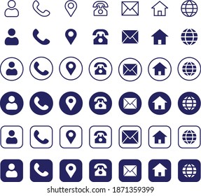 Set of Contact Information Icons, Vector Illustration 42 Icons