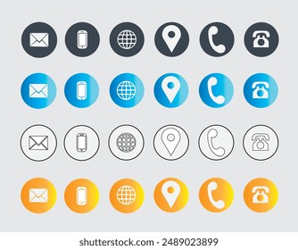 Set of Contact information icons vector for website and business card 