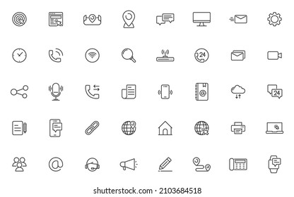 set of contact line icons, communication, chat, 