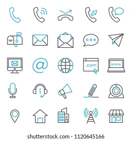 set of contact support icon collection, with simple lined and modern style use for web and application support button, editable stroke pictogram, communication, infographic, perfect pixel, costum.