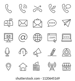 set of contact support icon collection, with simple lined and modern style use for web and application support button sign, editable stroke pictogram, communication, infographic, perfect pixel