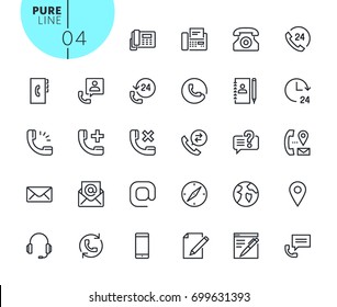 Set of contact, support and location icons. Modern outline web icons collection for web and app design and development. Premium quality vector illustration of thin line web symbols.