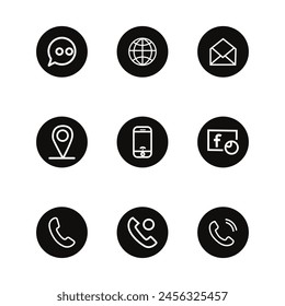 set of contact us icon communication icon pack design template 