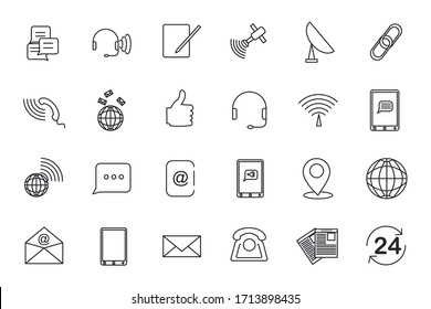 Set Contact us icon template for graphic and web design collection. Phone, address and mail symbol logo vector illustration
