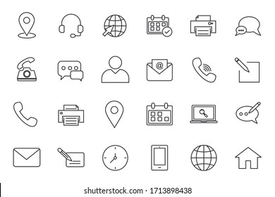 Set Contact us icon template for graphic and web design collection. Phone, address and mail symbol logo vector illustration
