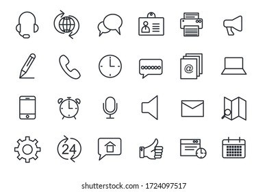Set Contact us icon template for graphic and web design collection. Phone, address and mail symbol logo vector illustration