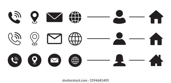 Set contact us icon. Website icon set. Web icon Set. Phone symbol vector illustration eps 10